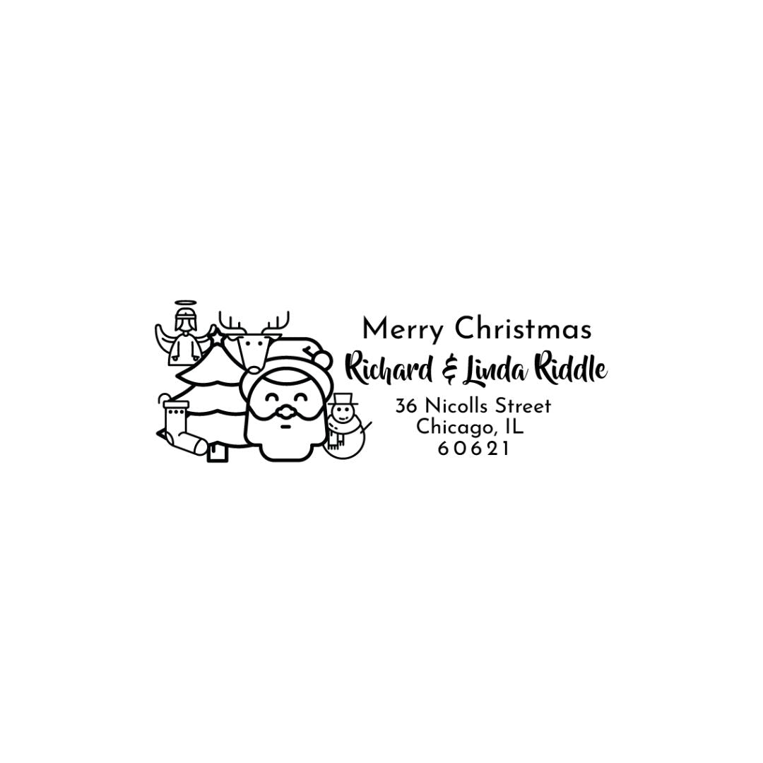 R and L Riddle Christmas Address Stamp