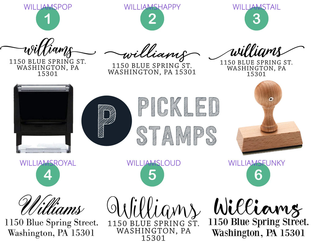 Wood Handle Address Rubber Stamp | NW & MA Design