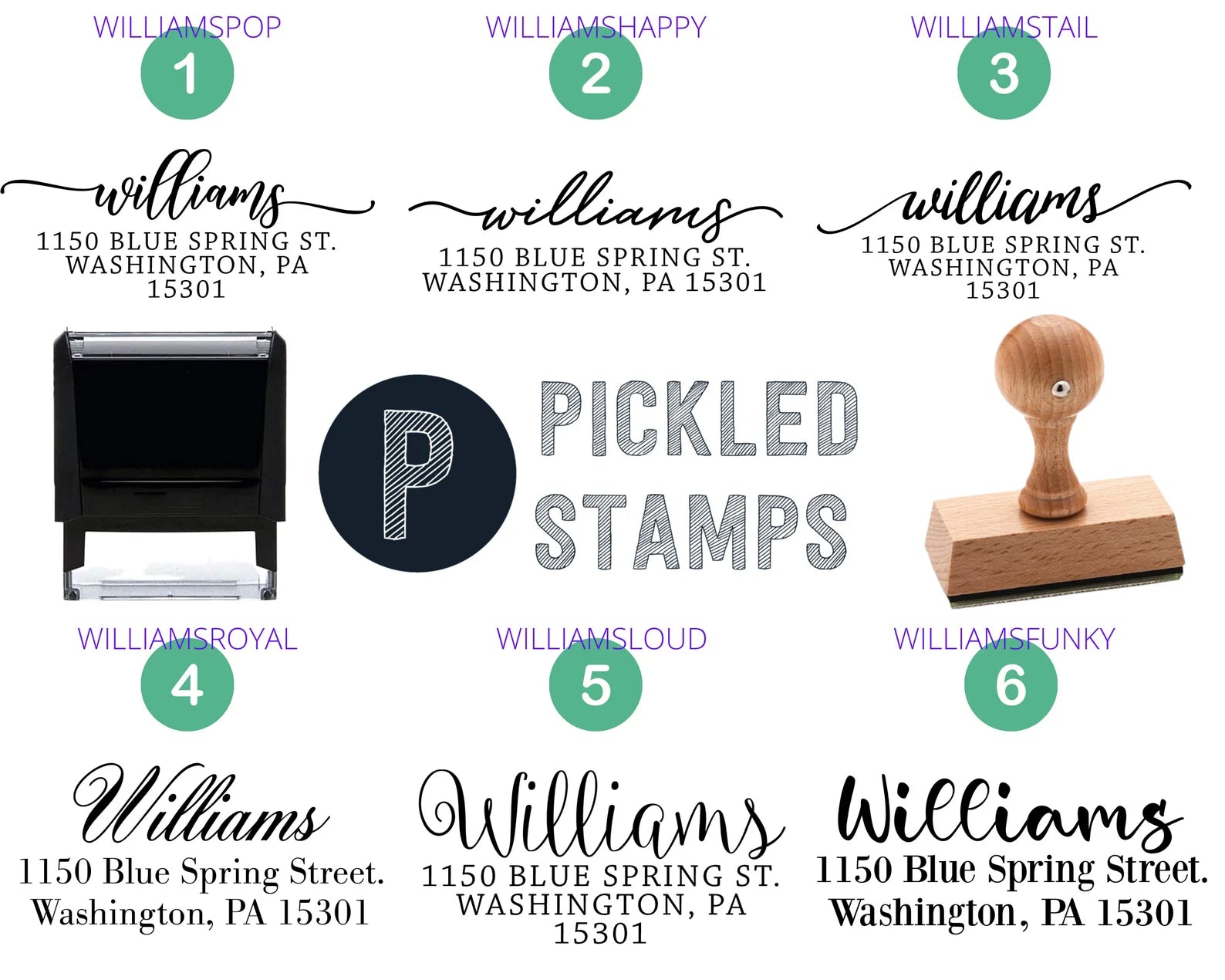 Wood Handle Address Rubber Stamp | NW & MA Design