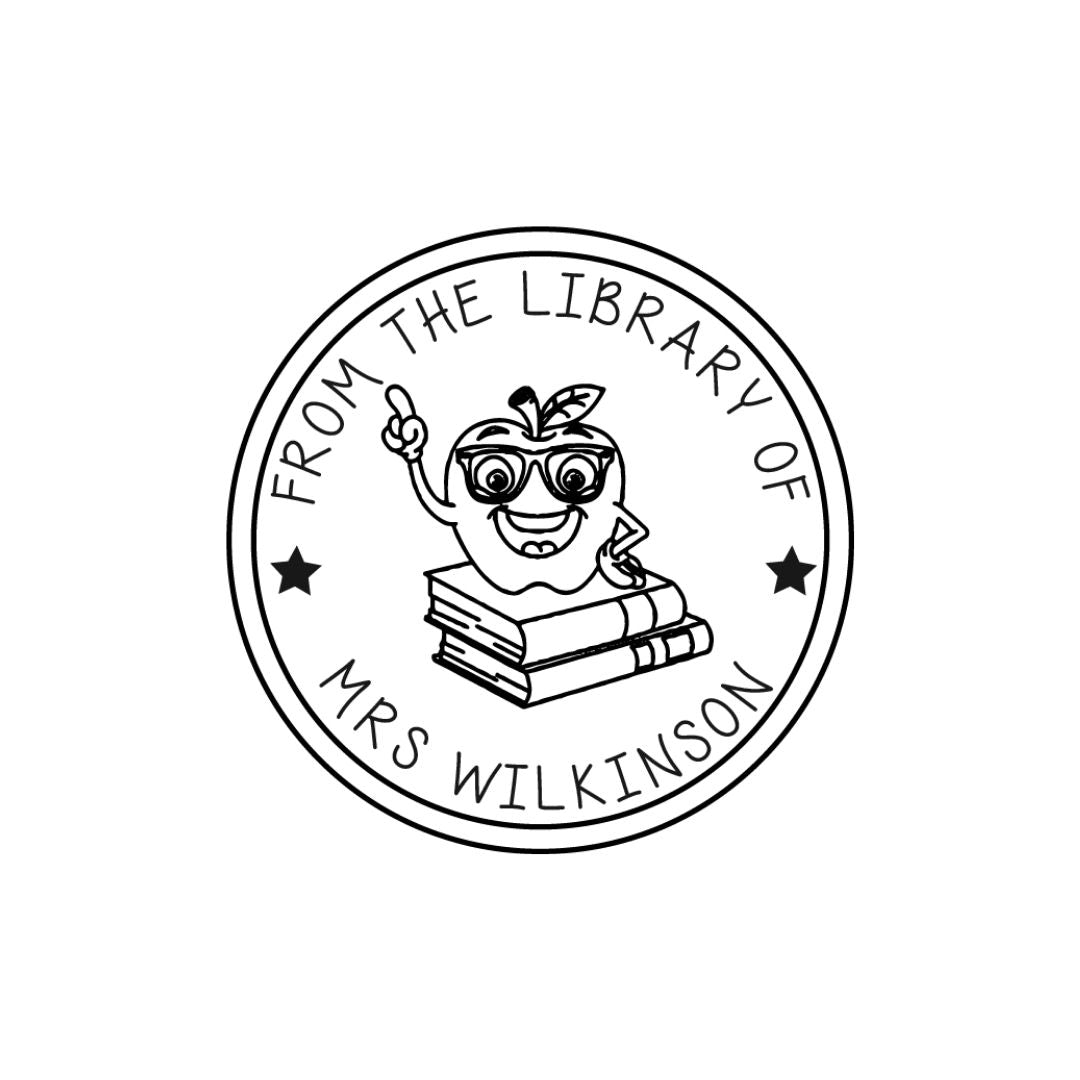 Apple Happy Library Book Stamp