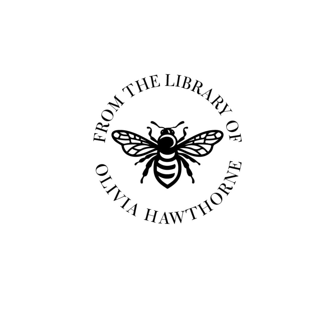 Bee Dark Shade Library Book Stamp
