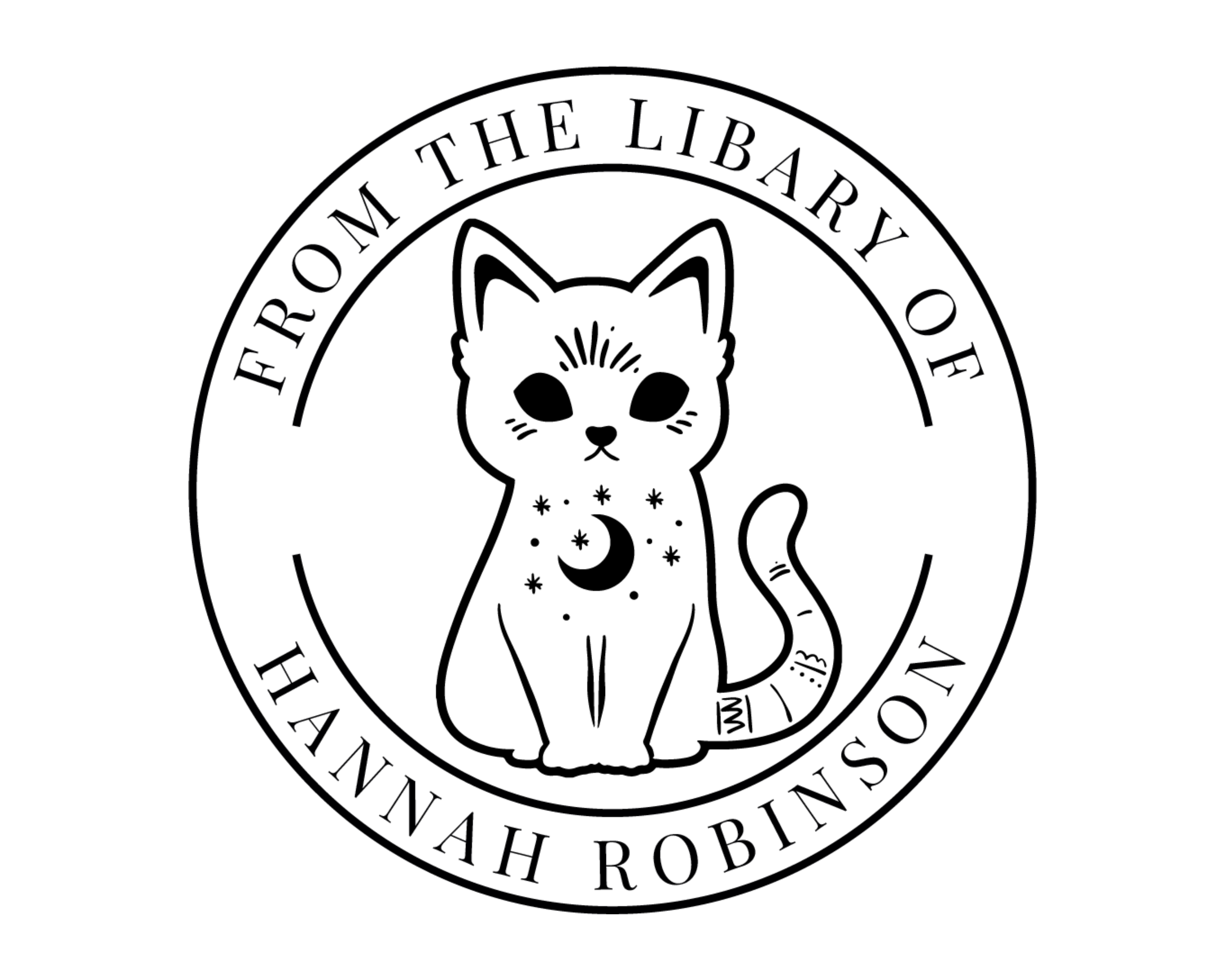 Personalized Book Self Ink Stamp - Black Cat