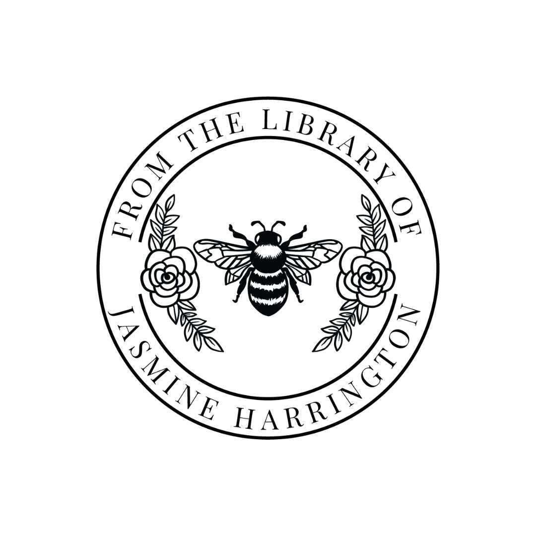 Bumblebee Flowers Library Book Stamp