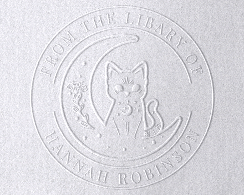 Personalized Book Embosser - Cat Sitting Moon