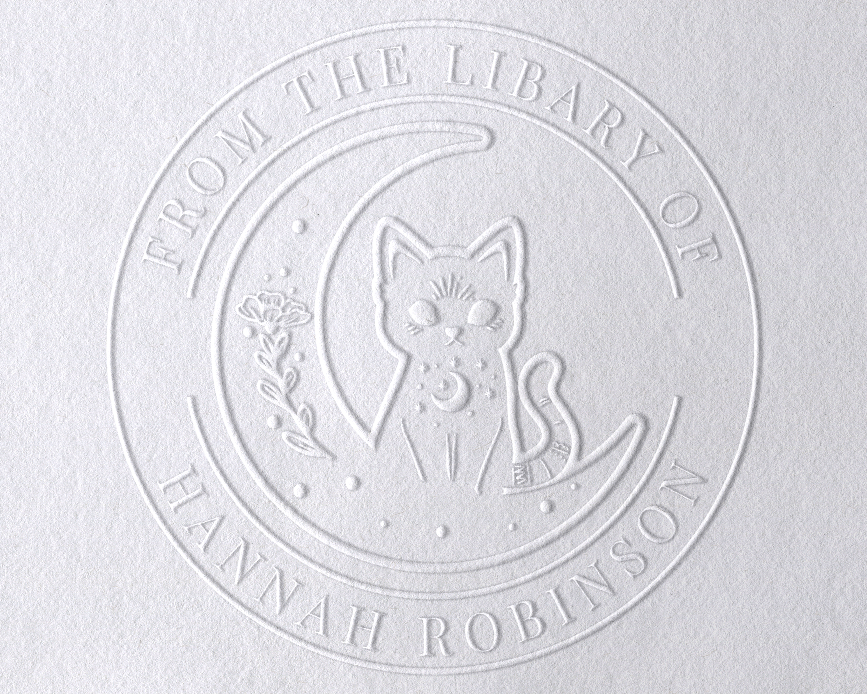 Personalized Book Embosser - Cat Sitting Moon
