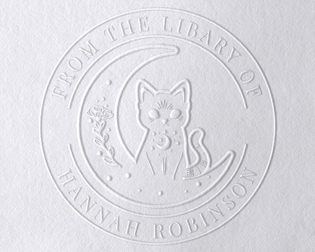 Personalized Book Embosser - Cat Sitting Moon