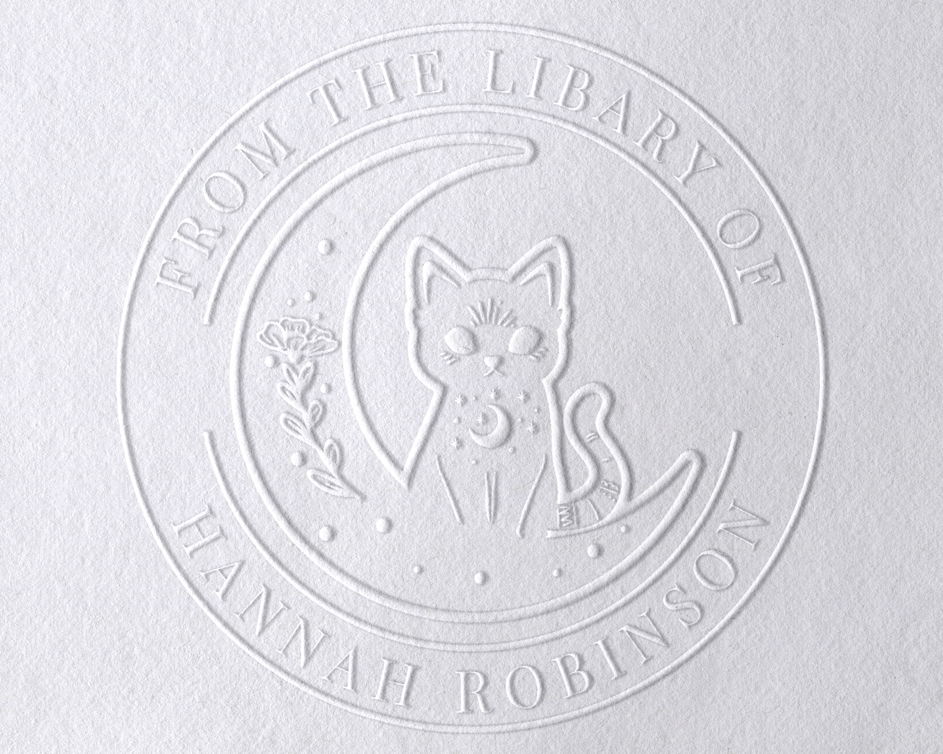 Personalized Book Embosser - Cat Sitting Moon