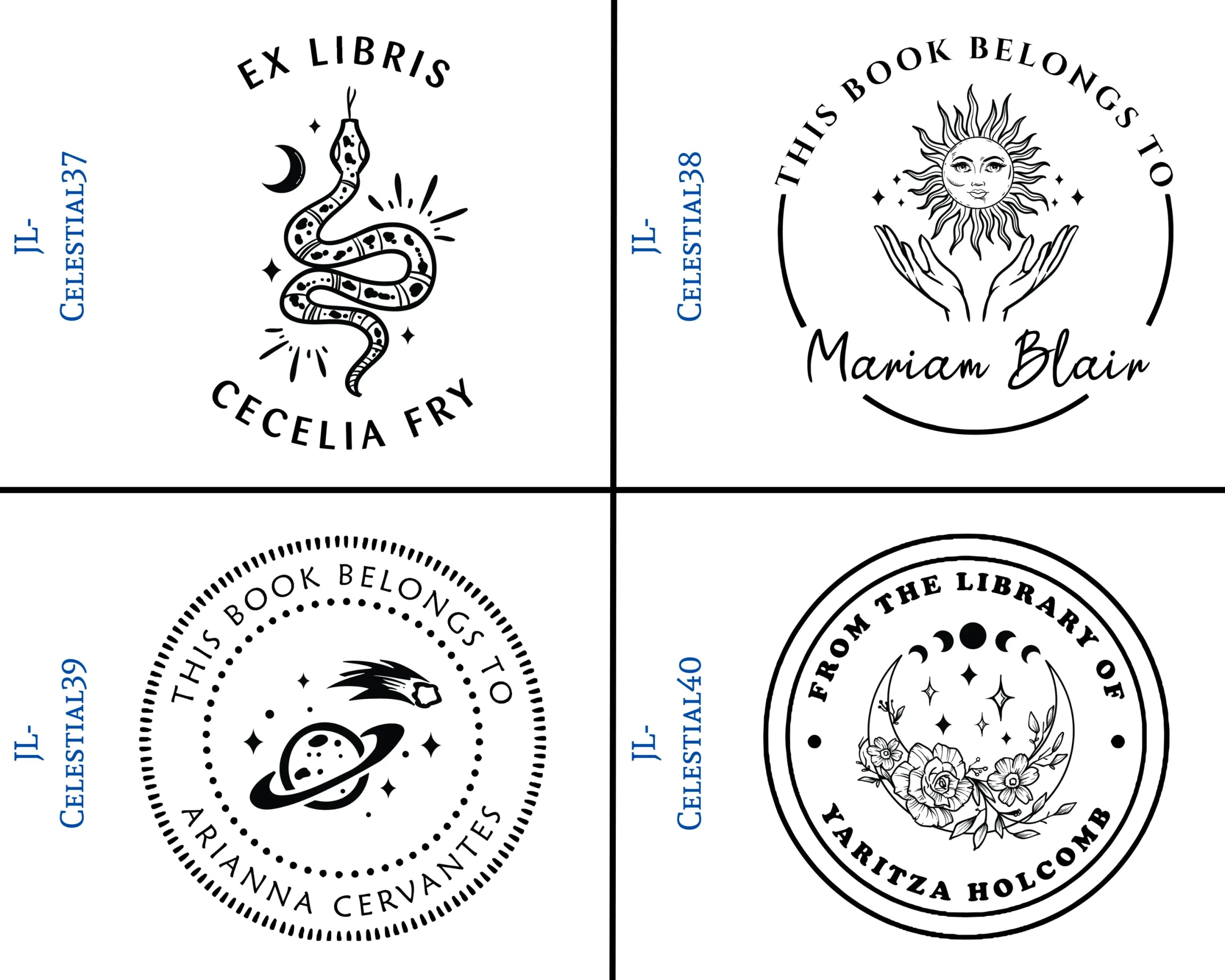 Celestial Wooden Book Stamps