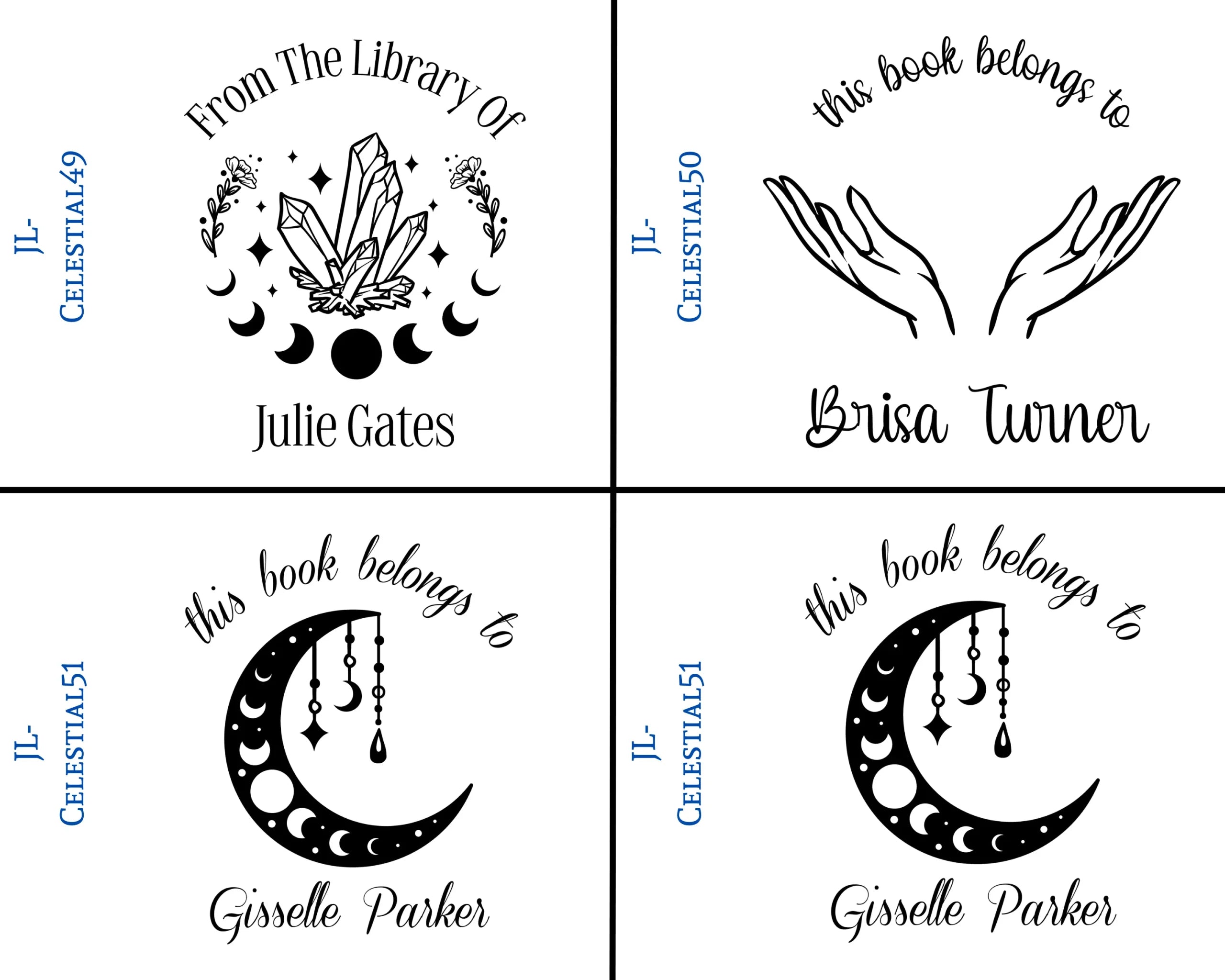 Celestial Wooden Book Stamps