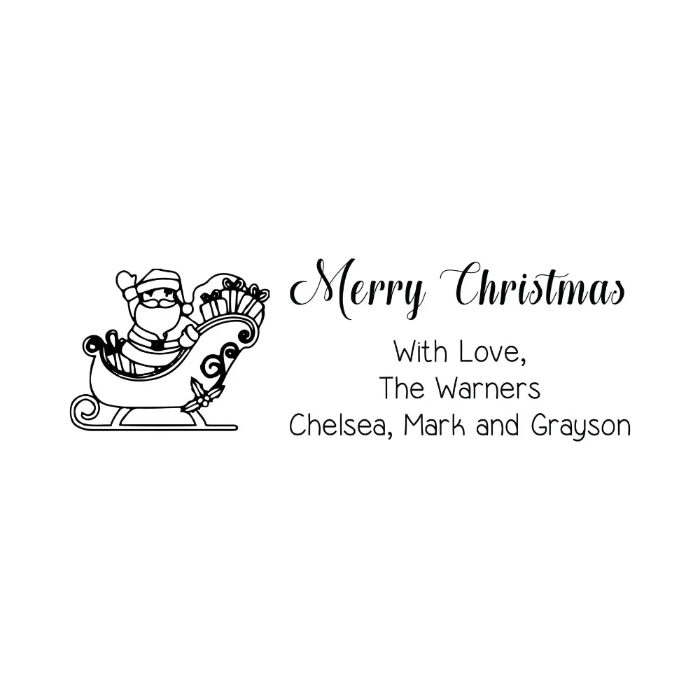 Santa on Sleigh Christmas Address Stamp