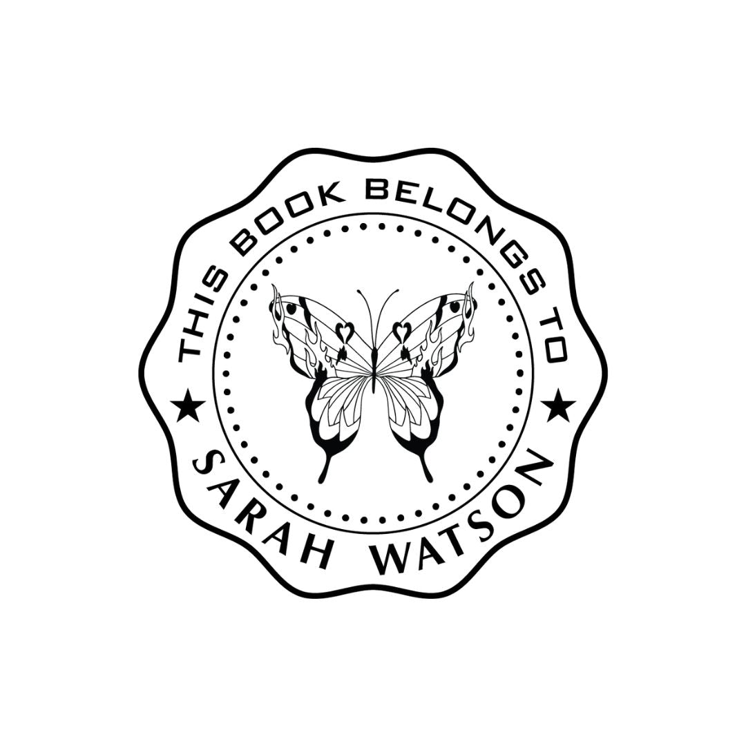 Cool Butterfly Library Book Stamp