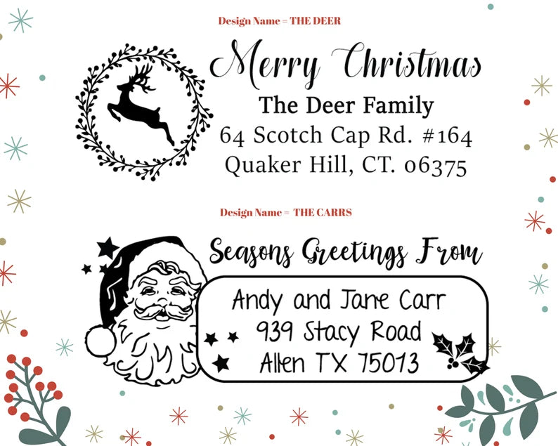 Self Inking Christmas Address Stamps