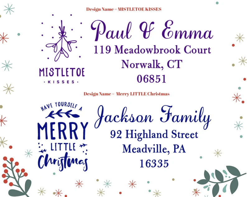 Self Inking Christmas Address Stamps