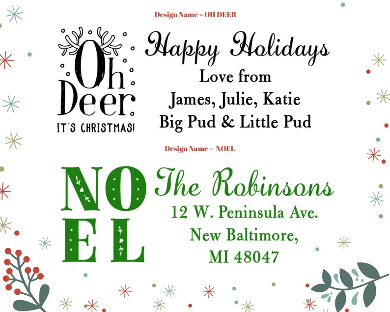 Self Inking Christmas Address Stamps