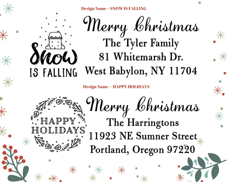 Self Inking Christmas Address Stamps
