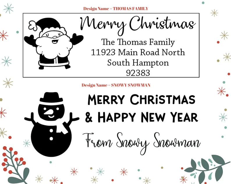 Self Inking Christmas Address Stamps