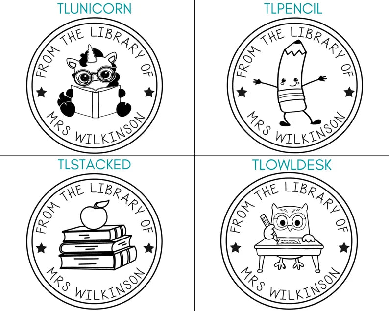 Custom Wood Handle Library Stamp | ROUND