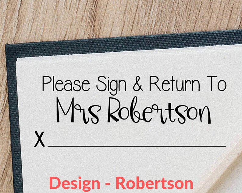 Wood Handle Teacher Sign and Return Stamps