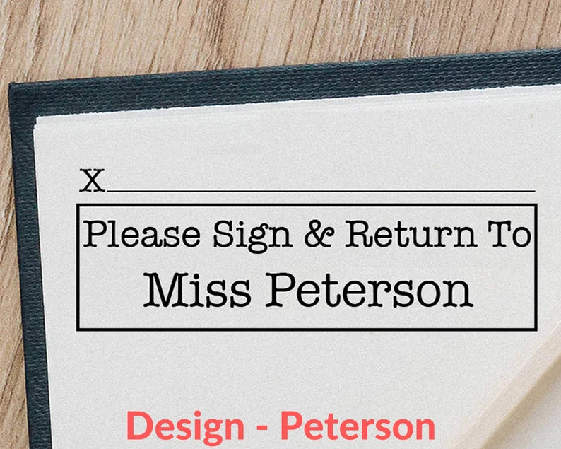 Custom Teacher Sign and Return Stamp