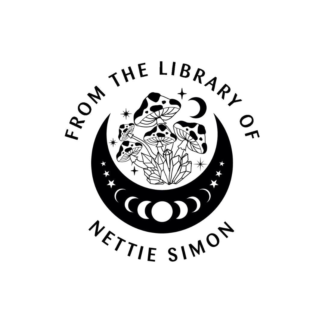 Dark Retro Mushroom Library Book Stamp