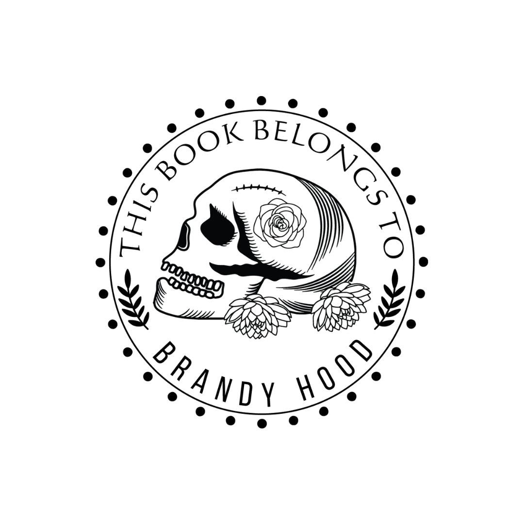 Dark Shade Skull Library Book Stamp