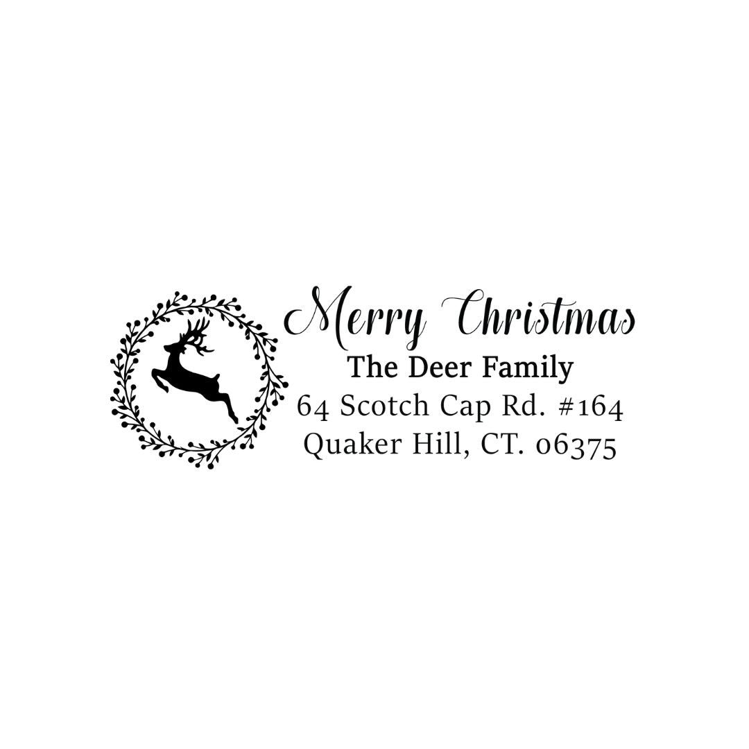 Deer Family Christmas Address Stamp