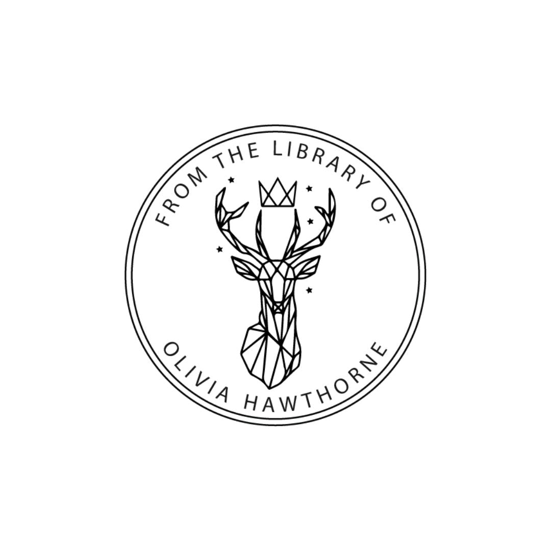 Deer Pencil Library Book Stamp