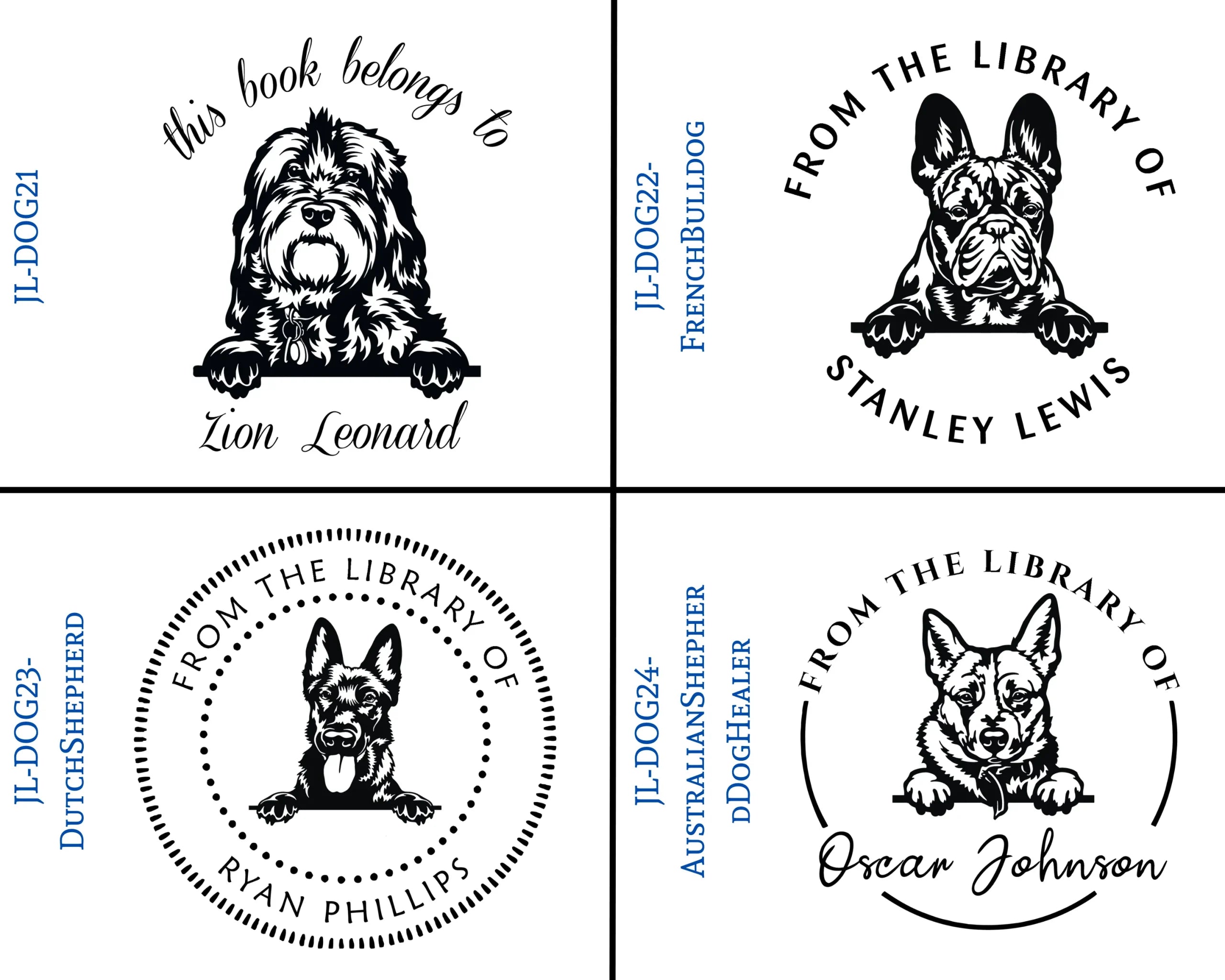Dog Wooden Book Stamps
