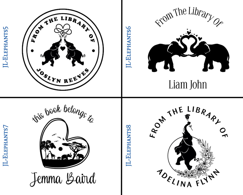Elephants Wooden Book Stamp