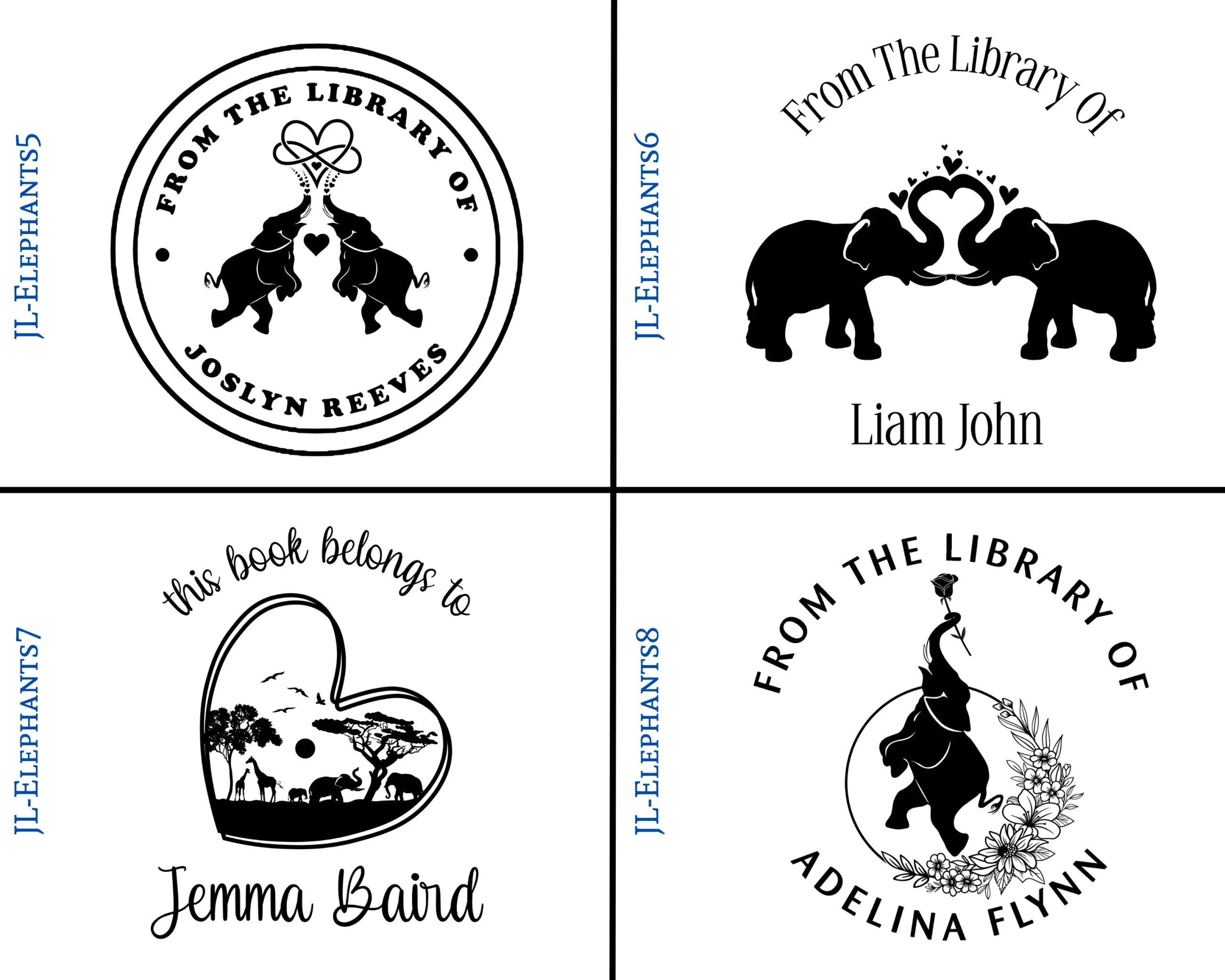 Elephants Wooden Book Stamp