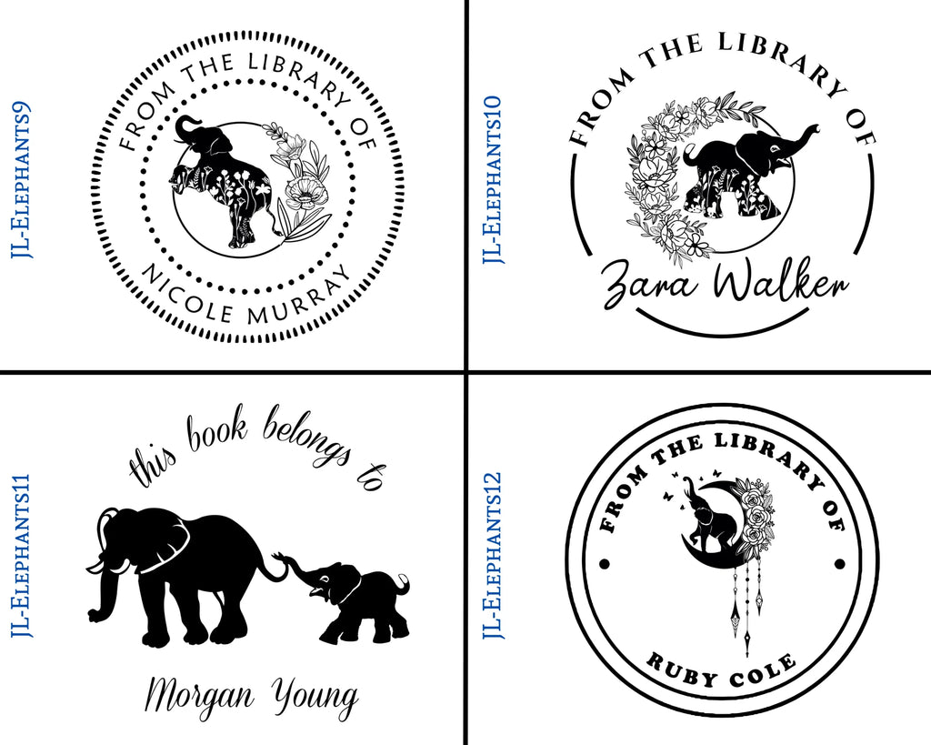 Elephants Wooden Book Stamp