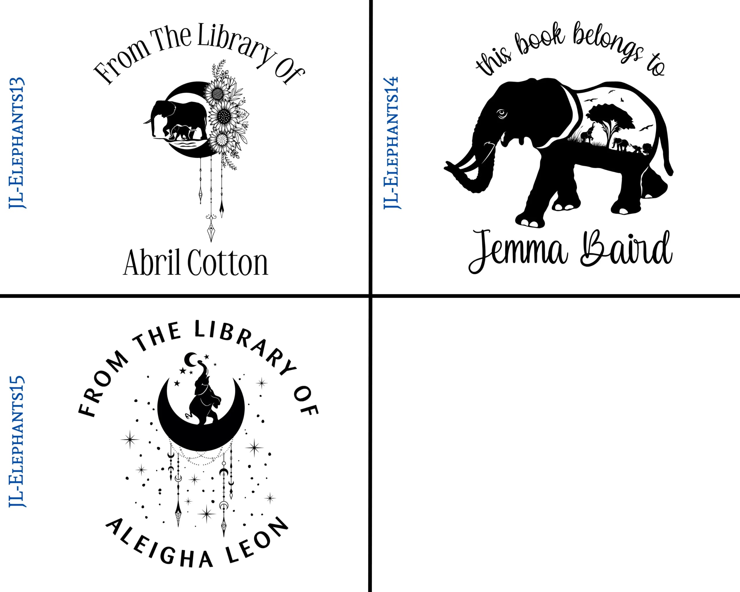 Elephants Wooden Book Stamp