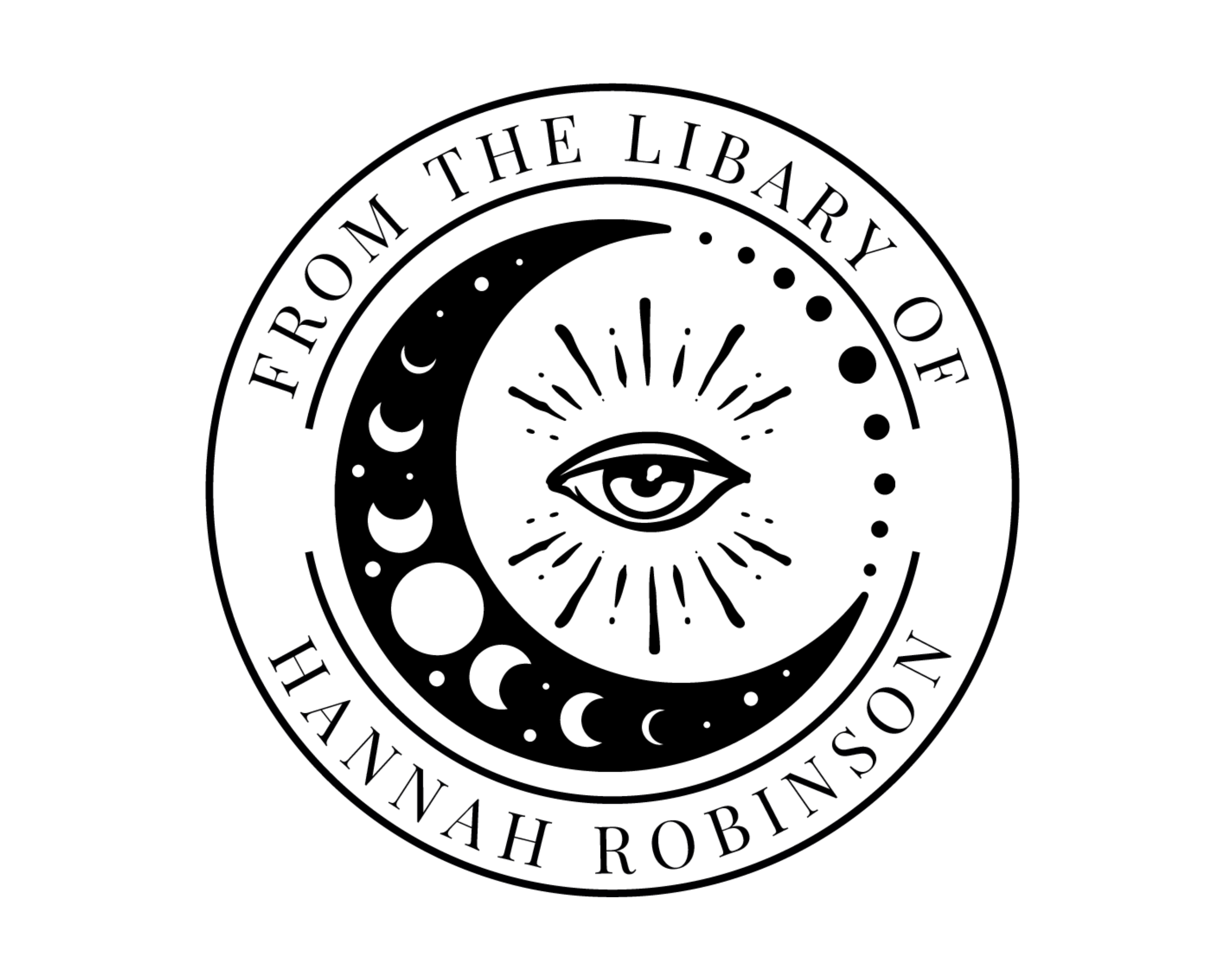 Personalized Book Stamp Self Inking - Eye and Moon
