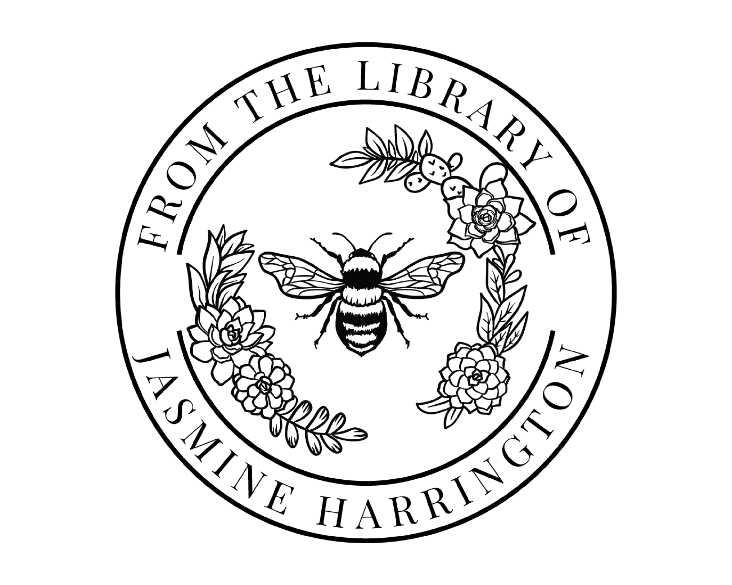 Personalized Book Bee Stamp Self Inking - FLORALBEE-1