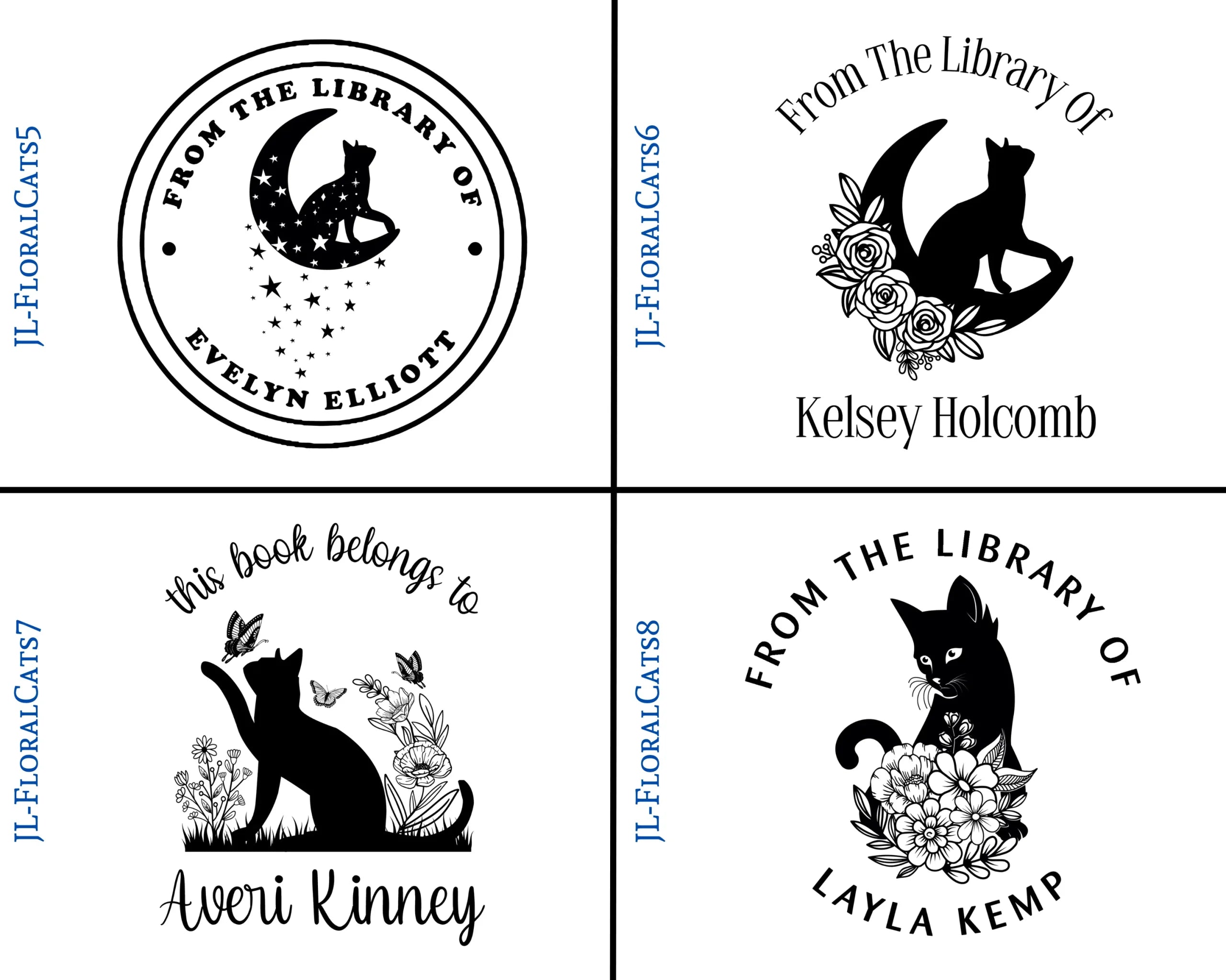 Floral Cats Style Book Stamp