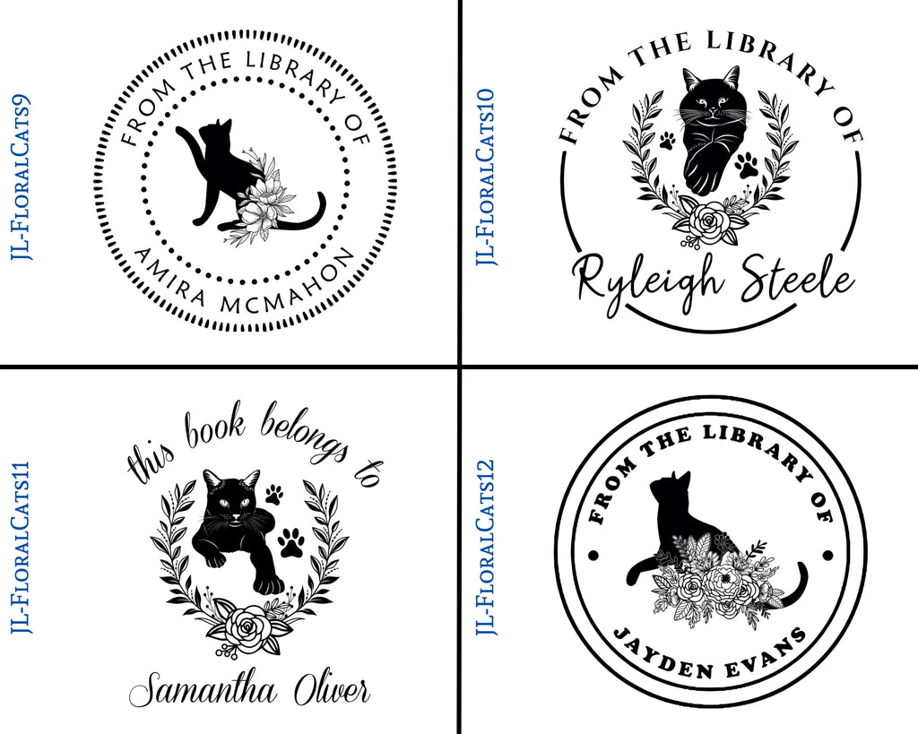 Floral Cats Style Book Stamp