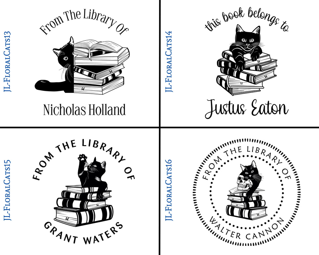 Floral Cats Style Book Stamp