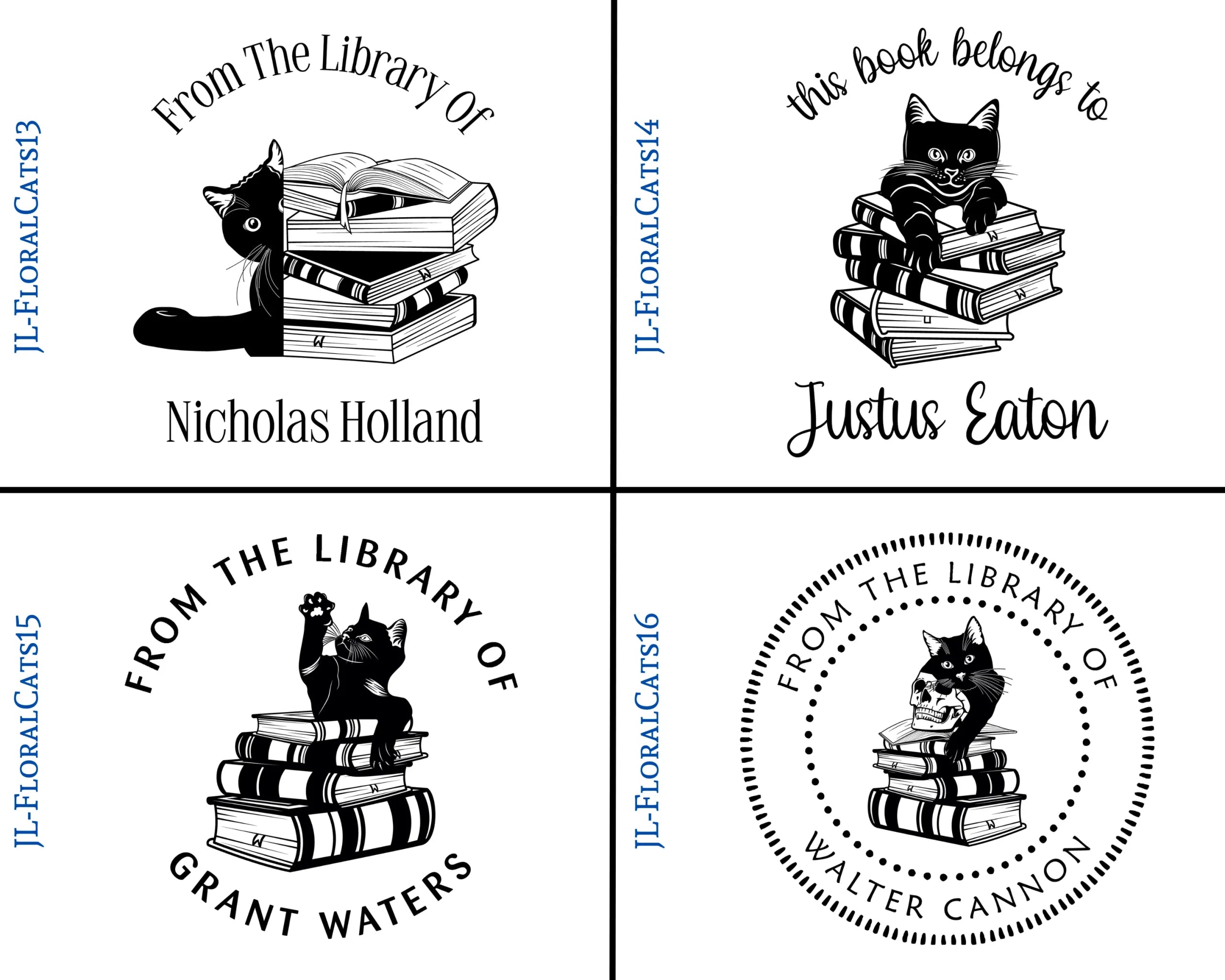 Floral Cats Style Book Stamp
