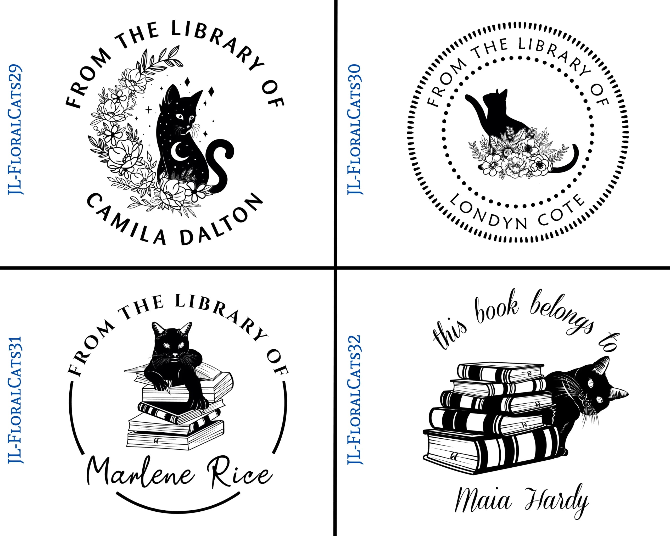 Floral Cats Style Book Stamp