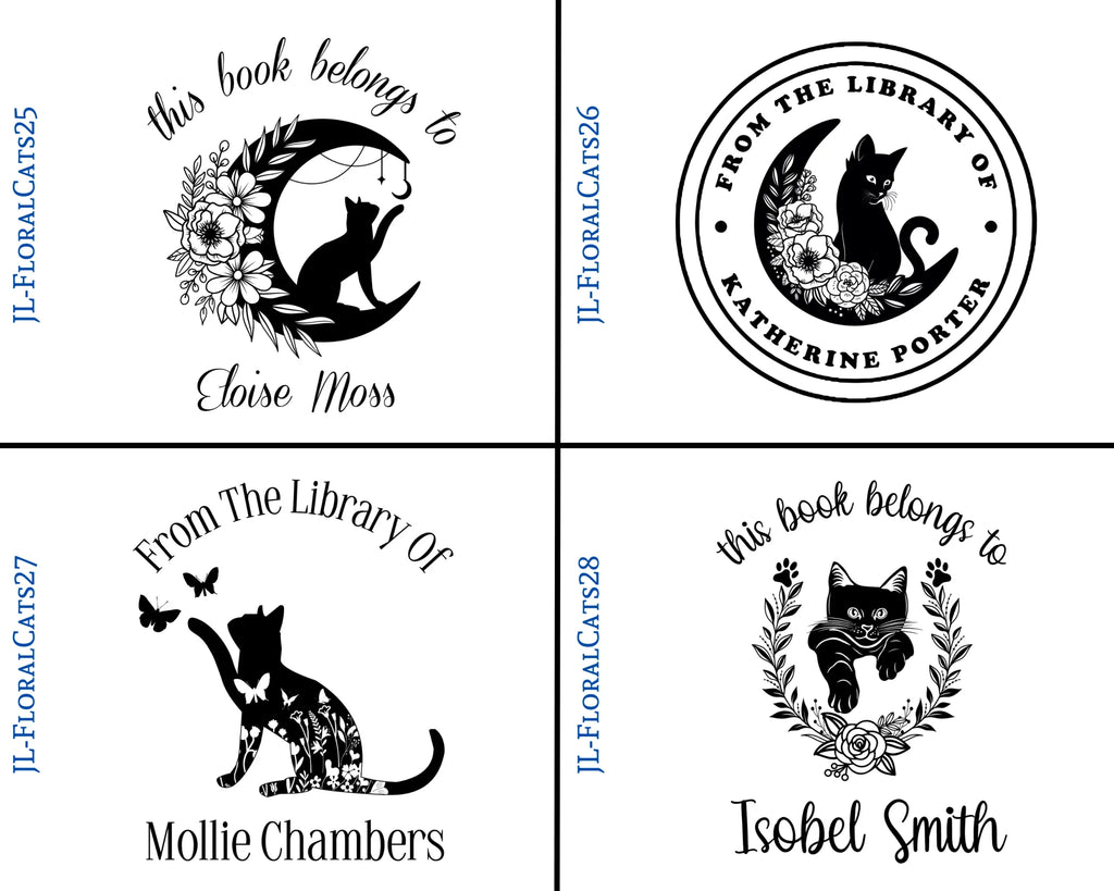 FloralCats Wood Handle Book Stamp