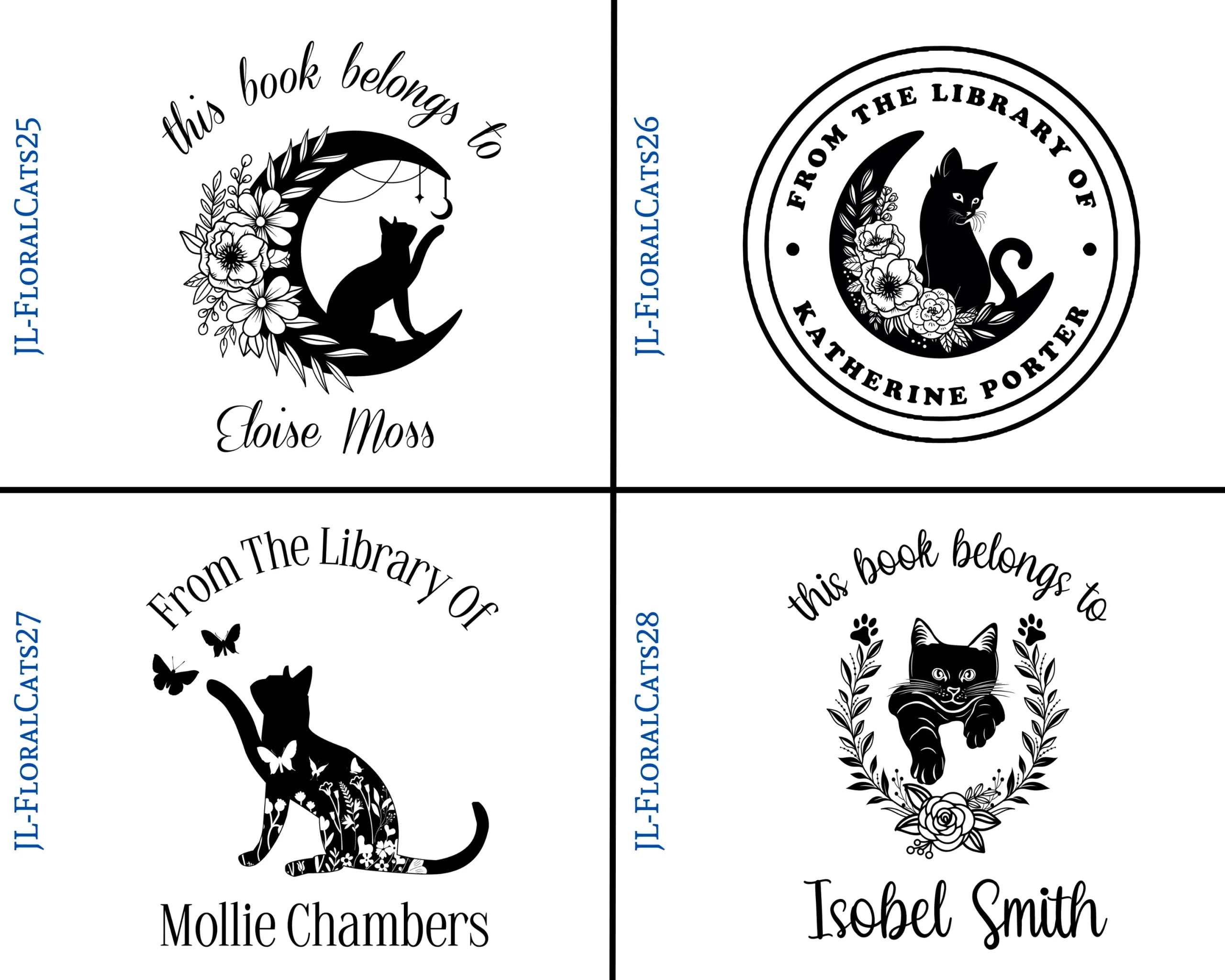 FloralCats Wood Handle Book Stamp