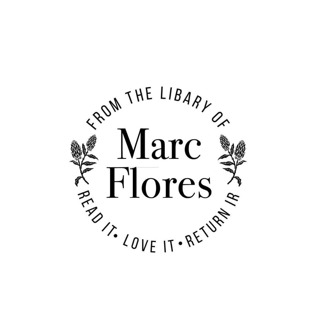 Flores Sided Library Book Stamp