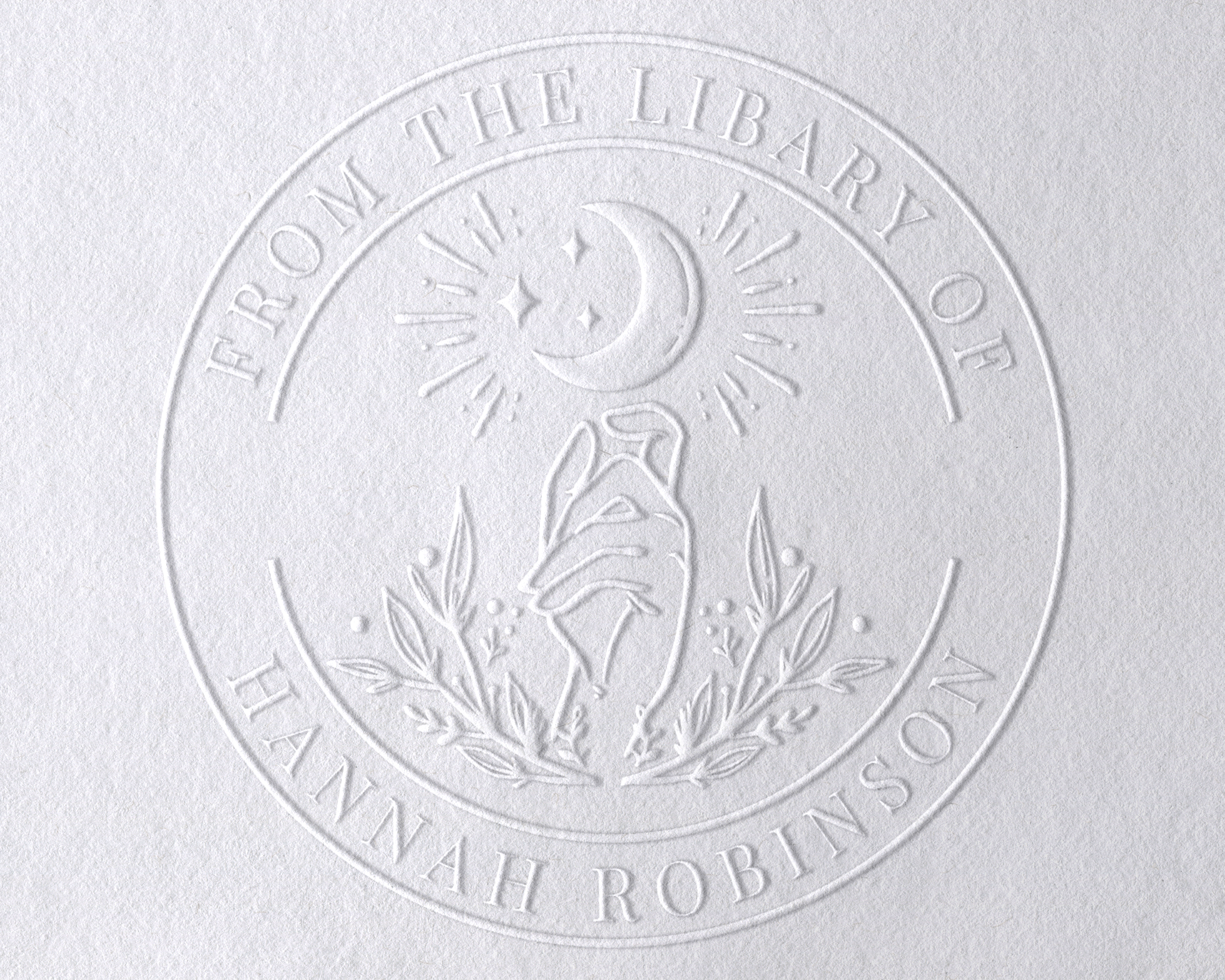 Personalized Book Embosser - Hand and Moon