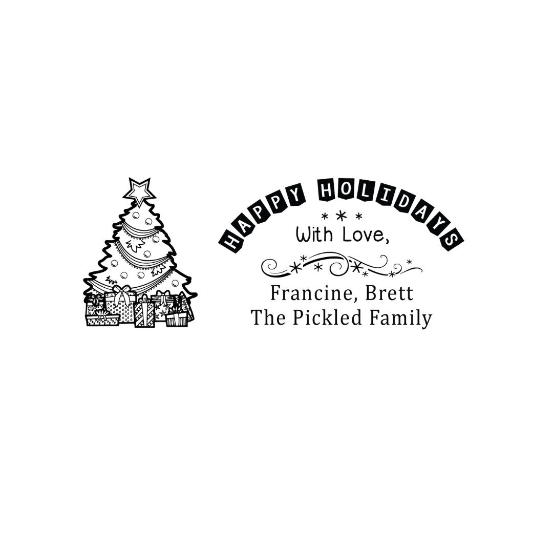 Happy Holidays Christmas Address Stamp