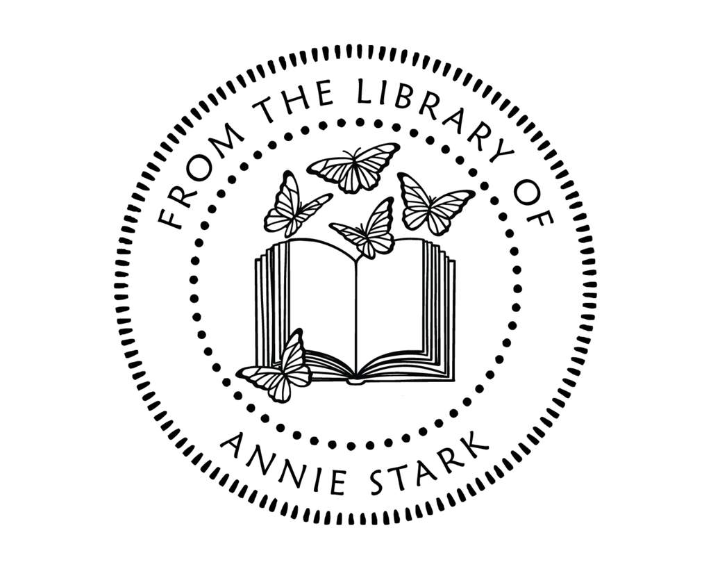 Personalized Book Wooden Handle Stamp - JB-Butterfly13