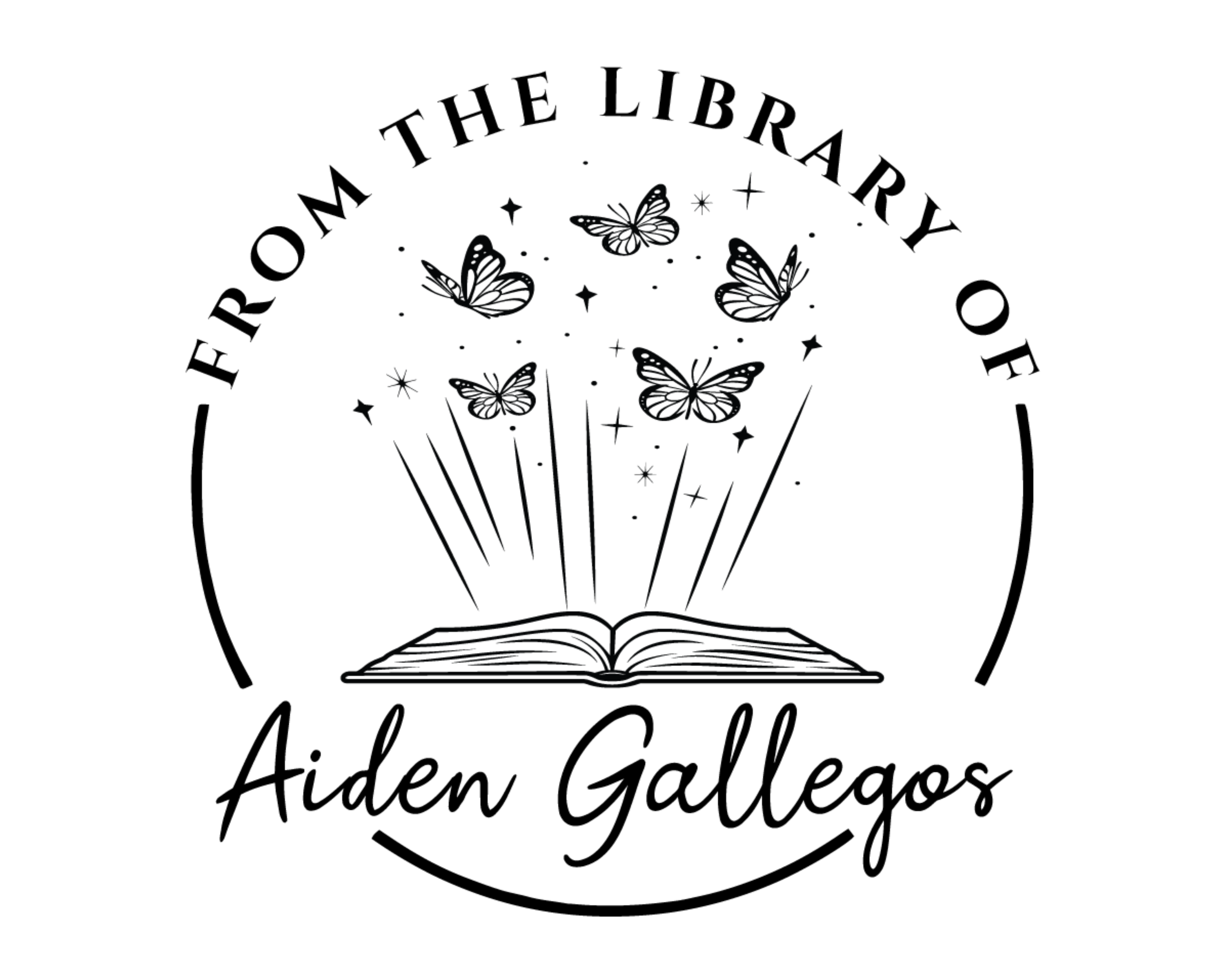 Personalized Book Wooden Handle Stamp - JB-Butterfly4