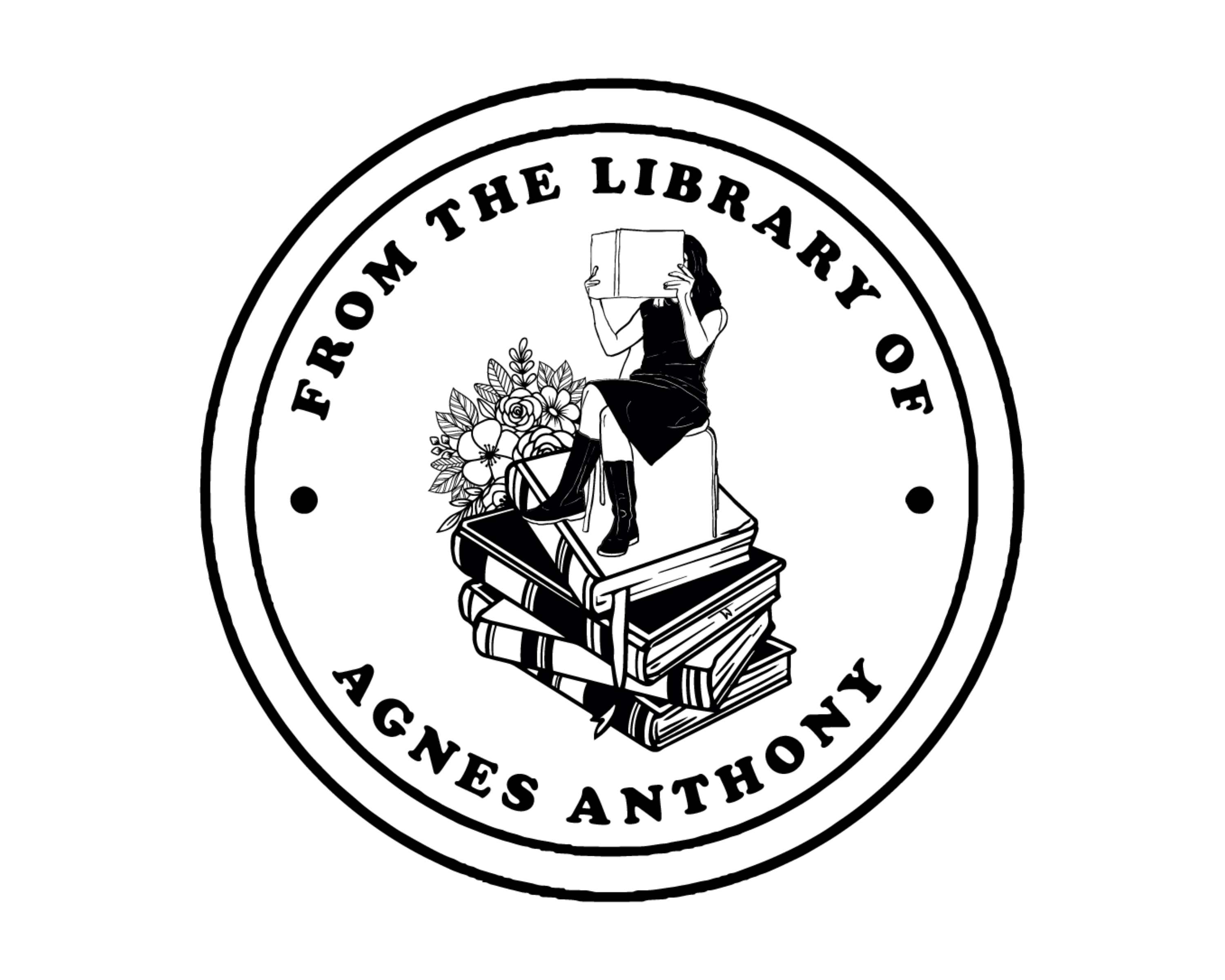 Personalized Book Self Ink Stamp - JB-Floral12