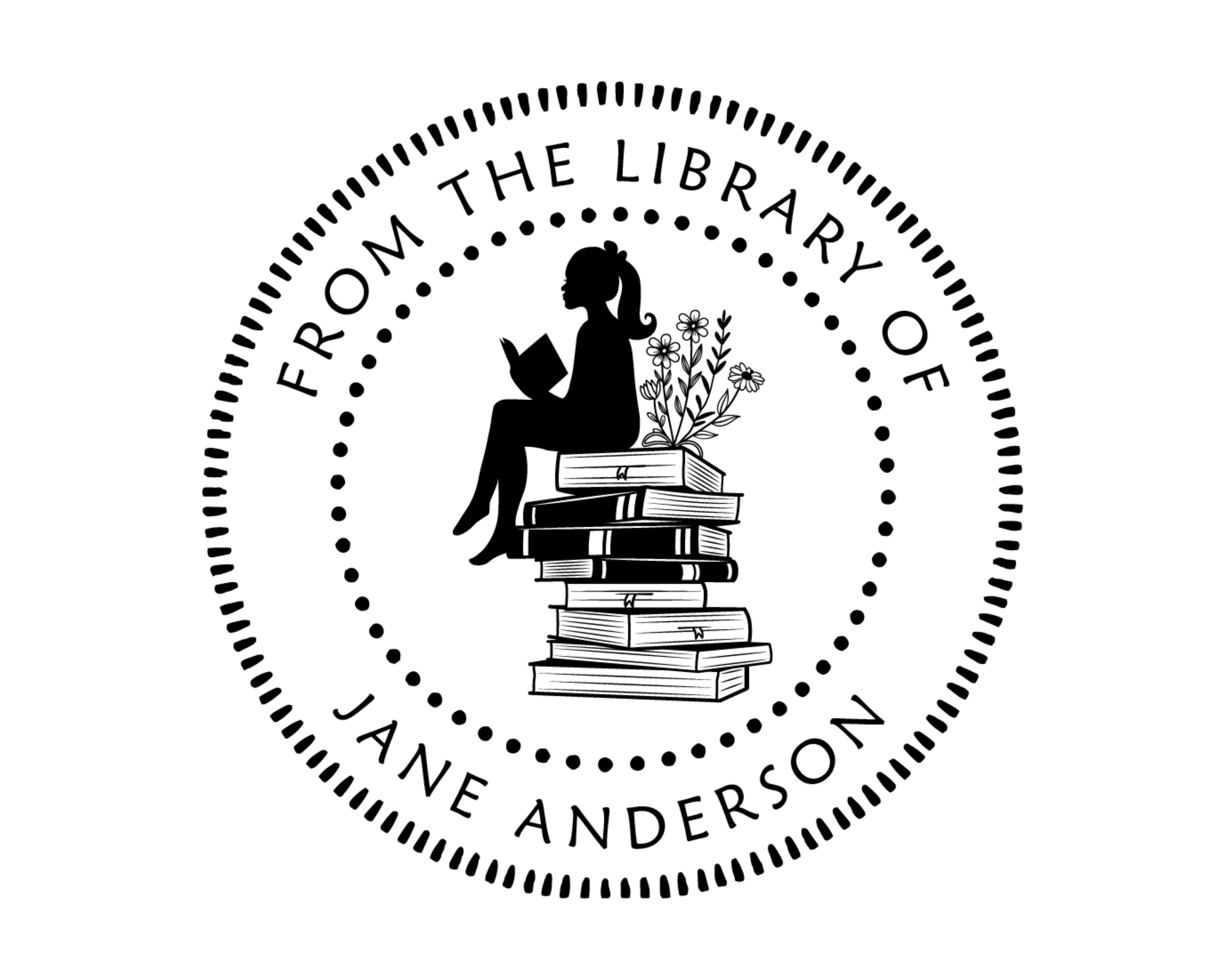 Personalized Book Self Ink Stamp - JB-Floral25