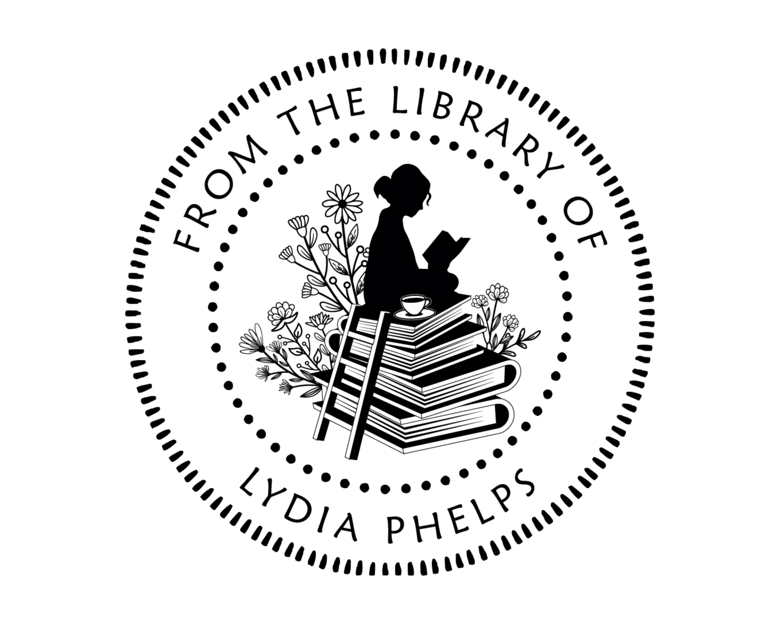 Personalized Book Self Ink Stamp - JB-Floral9