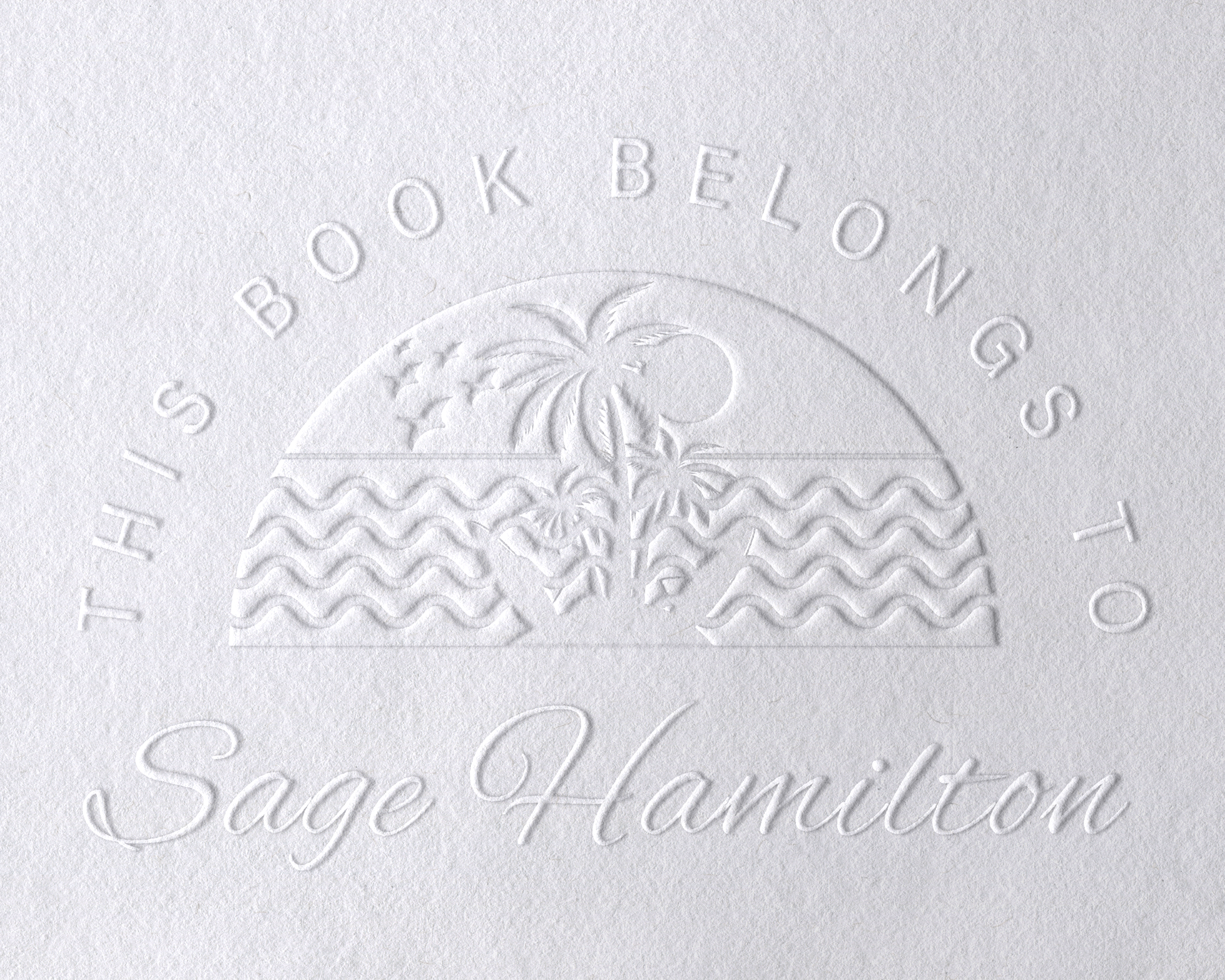 Beach Personalized Book Embosser - JL-BEACH14